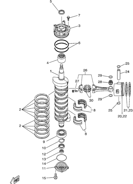 crank shaft and piston